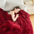 Cottonblue Sherpa Weighted Blanket for Adults 20 lbs Queen Twin Size 60x80 inches, Fuzzy Fleece Weighted Throw Blankets Cozy for Sleeping, Calming and Relax, Soft Heavy Blankets for Bed Sofa, Burgundy