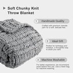 Battilo Light Grey Chunky Knit Throw Blanket for Couch, Thick Warm Cozy Soft Chenille Throw Blanket, Handmade Cable Knit Blanket for Sofa,Bed, Living Room, 50"x60"