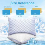 OAISZ Cooling Pillow King Size Set of 2, Shredded Memory Foam Bed Pillows for Sleeping, Adjustable Pillows with Cooling Cover, Soft Yet Supportive Memory Foam Pillows for Side Back Stomach Sleepers