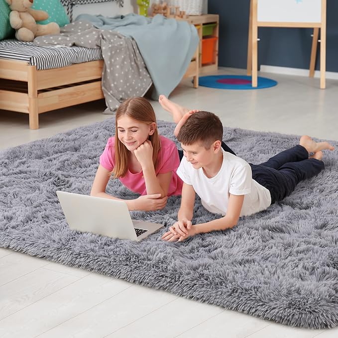 Noahas Large Fluffy Grey 5x7 Area Rugs for Living Room Bedroom,Thick Shag Throw Rug,Big Soft Shaggy Bedside Non-Slip Plush Dorm Nursery Kids Carpet