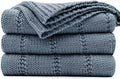 RECYCO Cable Knit Dusty Blue Throw Blanket for Couch, Super Soft Warm Cozy Decorative Knitted Throw Blanket 2.3LB for Bed, Sofa, Chair 50"x60"