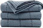 RECYCO Cable Knit Dusty Blue Throw Blanket for Couch, Super Soft Warm Cozy Decorative Knitted Throw Blanket 2.3LB for Bed, Sofa, Chair 50"x60"