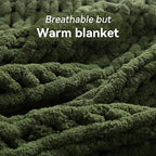 Negwoo Chunky Knit Throw Blanket, 80''*90'' Knitted Throw Chenille Yarn for Bed Couch, Handmade Green Crochet Big Thick Blanket, Machine Washable Cute Comfy Blanket for Home Decor