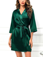 Samring Women's Bride Bridesmaids Robe Short Satin Kimono Robes for Wedding & Bridal Party Silk Bathrobes for Women