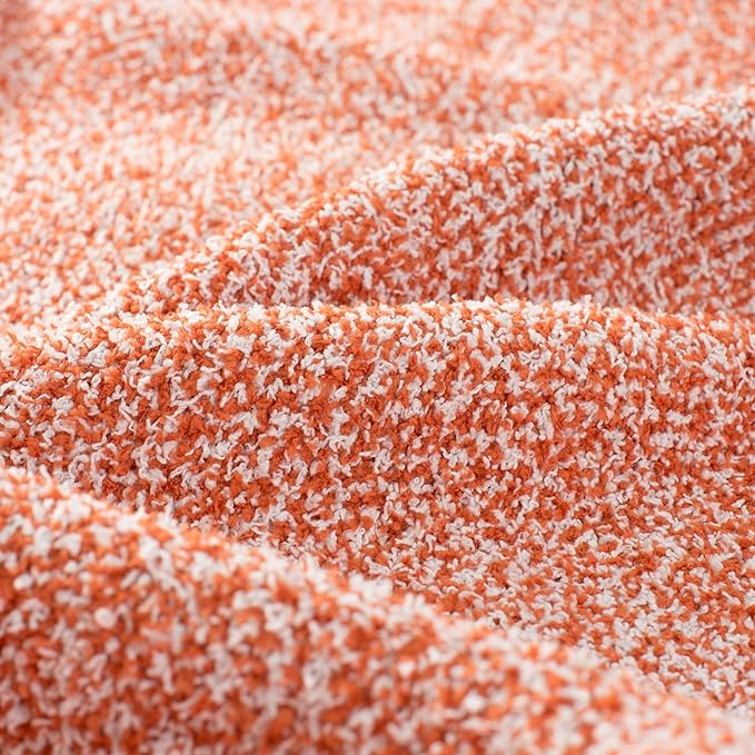 Carriediosa Heather Throw Blanket 50" X 60", 400GSM Ultra Soft Microfiber Fuzzy Fluffy Reversible Knitted Blankets Cozy Plush Lightweight and Warm Fall Throws for Couch, Bed, Sofa, Rust