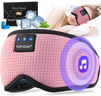 TOPOINT Sleep Mask with Bluetooth Headphones, Breathable Silk Eye Mask for Sleeping Men Women, Bluetooth Sleep Mask Blackout with Speakers, Microphone Handsfree, USB C for Travel Meditation Gifts