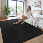 Keeko 4x6 Black Area Rugs for Bedroom, Soft Modern Living Room Rug Indoor Non Slip Low Pile Washable Rug Fluffy Fuzzy Memory Foam Carpets Throw Rugs for Kids Nursery Classroom Dorm Room Decor