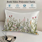 Silk Like Pillowcase for Hair and Skin Herbs and Wildflowers 1 Pack Satin Pillowcase with Hidden Zipper Soft Breathable Smooth Cooling Pillow Cover King Size for Bedroom Sofa 20”x36”