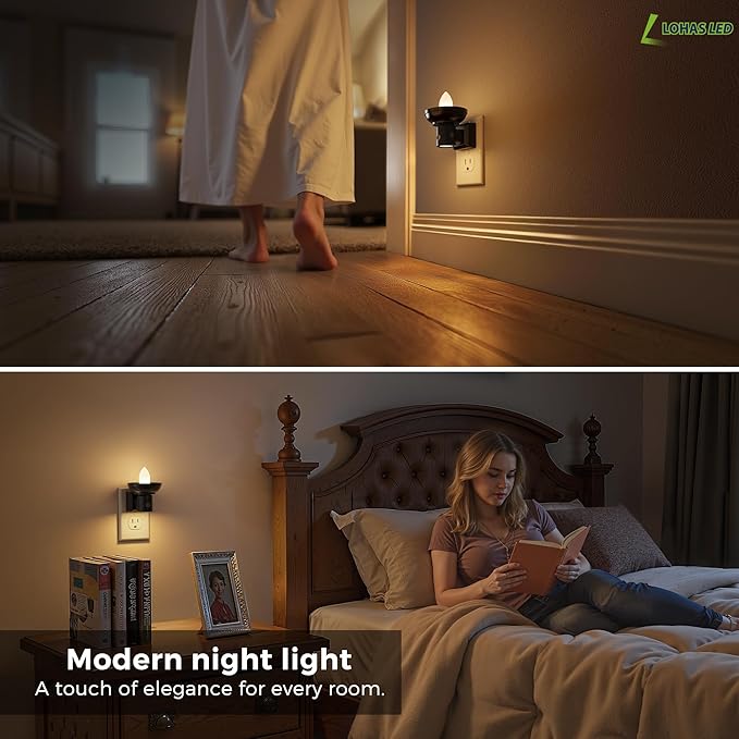 L LOHAS LED Night Light, 2 Pack Night Lights Plug into Wall, 3000K Warm White, Farmhouse Barn Plug in Light with Dusk to Dawn Sensor, for Bedroom, Bathroom, Kitchen, Hallway
