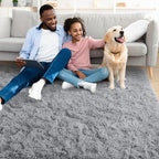 YJ.GWL Area Rugs for Bedroom, 2x3 Door Mat Washable Small Grey Bedside Rug,Fluffy Shaggy Entryway Rugs for Living Room, Shag Indoor Floor Carpet for Kids Boy and Girls, Home Decor Aesthetic