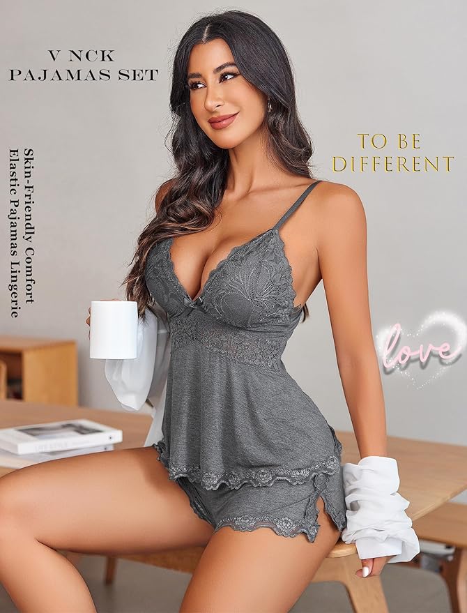 Avidlove Womens Sweetness Cami Set Lace Camisole Lingerie Nightwear Sexy Pajamas Lounge Sets