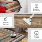 RUGSREAL 5x7 Bedroom Braided Area Rug Machine Washable Living Room Area Rug Modern Braid Printed Throw Carpet for Dining Room Non Slip Large Entryway Mat Farmhouse Rug for Home Decor, Sand/Bronze