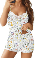 Ekouaer Womens Pajama Sets 2 Piece Lingerie Sleepwear Cute Cami Shorts Pjs Set Soft V Neck Lace Trim Nightwear