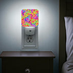 Floral Night Lights Plug Into Wall, Modern Playful Swirls Colorful Patterns Summer Neon Peach Plug in Wall Night Light with Auto Sensor for Bathroom Hallway Stairs Decor 1pcs