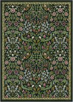 Lahome Claude Floral 5x7 Washable Living Room Rugs, Green Area Rugs for Bedroom Rubber Backed, Botanical Thin Stain-Resistant Carpet for Dining Room, Guestroom, Kids Room, Living Room Decor