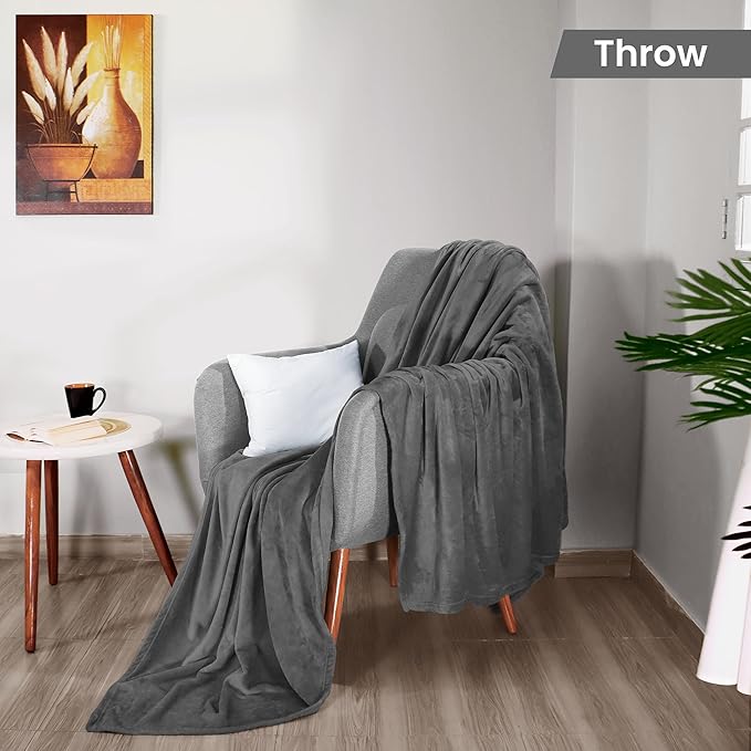 Utopia Bedding Fleece Blanket Throw Size Grey 300GSM Luxury Anti-Static Fuzzy Soft Microfiber Blanket for Couch, Sofa and Bed (50x60 Inch)