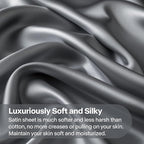 BEDELITE Satin Sheets Twin XL Size Bed Set, Luxury Soft Dark Grey Silky Sheet for Hair and Skin, Similar to Silk Bed Sheets Set 3 Pieces with 1 Deep Pocket Fitted Sheet, 1 Flat Sheet, and 1 Pillowcase