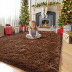 Amdrebio Dark Brown Area Rugs for Bedroom Living Room, 5x7 Fluffy Shaggy Plush Rugs for Kids Room Decor Aesthetic, Fuzzy Furry Chocolate Coffee Modern Cool Carpet for Classroom Playroom Dorm Nursery