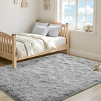 ISEAU Fluffy Dorm, College, Apartment, Bedroom Rug, 4 x 6 Feet Shaggy Area Rugs Floor Mat for Living Room Fuzzy Carpet Comfy Nursery Mats Bedside Kids Boys Room Home Decor, Grey