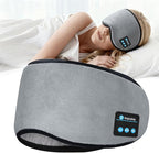 Sleep Mask Bluetooth Wireless Headphones, Sleep Earphones Music Eyemask, 2 in 1 Ear Mask and Eye Mask for Side Sleepers, Warm Earbuds Built-in HD Speakers Blindfold for Men Women (Grey)
