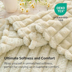 BEDELITE Beige Throw Blanket Twin Size for Bed- Super Soft and Warm 3D Checkered Fluffy Fuzzy Fleece Blanket, Luxurious Plush Cozy Blanket for Room Decor Fall and Winter, 60x80 inches