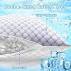 OAISZ Cooling Pillow King Size Set of 2, Shredded Memory Foam Bed Pillows for Sleeping, Adjustable Pillows with Cooling Cover, Soft Yet Supportive Memory Foam Pillows for Side Back Stomach Sleepers
