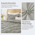 BEDELITE Grey Queen Comforter Set - 3 Pieces Boho Pintuck Bedding Comforter Sets, Lightweight Soft & Warm Bed Comforter Queen with 2 Pillowcases for All Season
