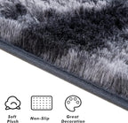 Softlife Area Rug for Bedroom, Fluffy Shag Plush Tie Dyed Rainbow Black for Living Room Girls, Shaggy Throw Carpet for Kids Soft Fuzzy Runner Small 2x6 Runners for Hallways Dorm