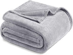 Exclusivo Mezcla Fleece Light Grey Throw Blanket for Couch, Sofa, Super Soft and Warm Blankets, All Season, Cozy, Plush, Lightweight, 50x60 Inches