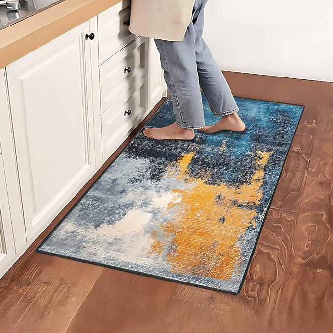 Area Rug 2x3 ft Rug Washable Boho Rugs Non Slip Low Pile Floral Small Carpet for Bedroom, Bedside, Kids Room, Office, Dining Room