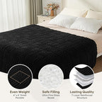Cottonblue Jacquard Weighted Blanket for Adults 20 lbs Queen Size, Cozy Fluffy Sherpa Fleece Weighted Throw Blankets 60" x 80" for Sleep Relax, Fuzzy Warm Arch Heavy Blanket Soft for Bed Couch, Black