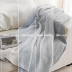 Whale Flotilla Chunky Knit Throw Blanket for Couch and Bed, Light Grey Decorative Cozy Fleece Blanket, Reversible Soft Fuzzy Woven Throws, 60x80 Inch