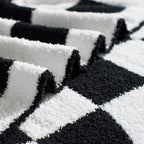 Carriediosa Checkered Throw Blanket 50" X 60", 400GSM Ultra Soft Microfiber Fuzzy Fluffy Reversible Cute Preppy Knitted Blankets Cozy Plush Fall Throws for Couch, Bed, Sofa, Black
