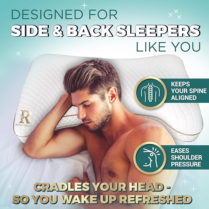 Royal Therapy King 2 Pack Memory Foam Pillow, Adjustable Shredded Odor-Free Cut-Out Bed Pillow for Neck & Shoulder Pain Relief, Breathable Support for Back, Stomach, Side Sleepers, BioForm