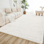 Litanika 8x10 Shag Area Rug for Living Room Bedroom, White High Pile Ultra Soft Plush Shaggy Furry Bedside Playroom Dorm Carpet, Non-Slip, Non-Shedding Modern Indoor Floor Rug