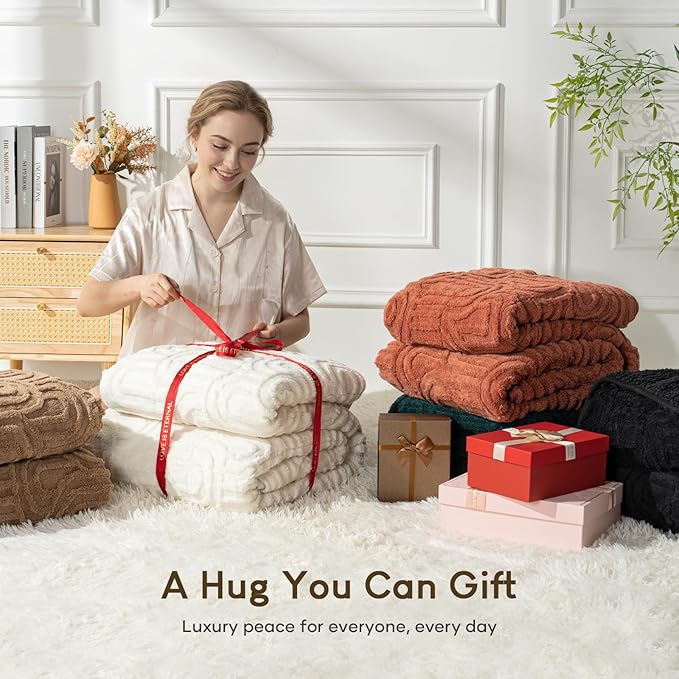 Cottonblue Jacquard Weighted Blanket for Adults 15 lbs Twin Size, Cozy Fluffy Sherpa Fleece Weighted Throw Blankets 48" x 72" for Sleep Relax, Fuzzy Warm Arch Heavy Blanket for Bed Couch, Rust Pink
