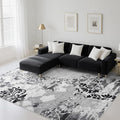 CRYPTOLITE Area Rugs 9x12 Rug for Living Room Abstract Washable Rug with Non-Slip Backing Low Pile Area Rugs for Bedroom, Dining Room, Grey