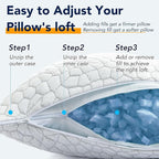 QUTOOL Cooling Pillow for Sleeping 2 Pack,Luxury Shredded Memory Foam Bed Standard Pillows Set of 2,Cool Pillow for Hot Sleepers Adjustable Firm Pillow for Side,Back,Stomach Sleepers Soft Yet Support
