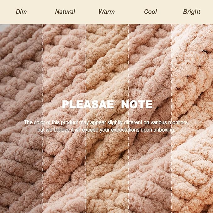 Battilo Chunky Knit Throw Blanket for Couch, 50"x60", Pink Chenille Throw Blanket, Super Soft Cozy Warm Cable Knitted Blankets for Bed, Sofa, Living Room