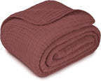 Comfy Cubs Muslin Blanket for Adults Queen 90" x 90" - 6 Layer Soft, Breathable & Lightweight Muslin Adult Blanket - Machine Washable & Designed in The US Bedding for All Seasons - Wine