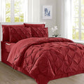 Elegant Comfort 8-Piece Pinch Pleated Comforter Set - All Season Complete Bed in a Bag, Includes 4pc Smart Sheet Set, Bed Skirt, Comforter, Matching Pillowcases and Shams, King/Cal King, Wine Red