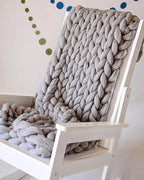 Throw Blanket Full Size 54"x75" for Bed - Chunky Knit Blanket, Boho Throw Blanket for Couch 100% Merino Wool (Grey, 54"x75")