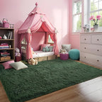 Deep-Green Area Rug 8x10 Large Rugs for Living Room Bedroom, Fluffy Soft Rug Modern Carpets for Kids Room, Non-Skid Rectangular Indoor Rug for Girls Boys Playroom Nursery Room Home Decor