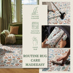 Lahome Claude Floral 3x5 Beige Nursery Rug, Non-Slip Washable Area Rugs for Dorm Bedside Entryway, Botanical Soft Boho Carpet for Kids Room, Entrance Indoor
