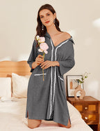 Ekouaer Women Zipper Robe Lightweight House Coat Zipper Front Short Bathrobes Soft Nightgown with Pockets S-3XL
