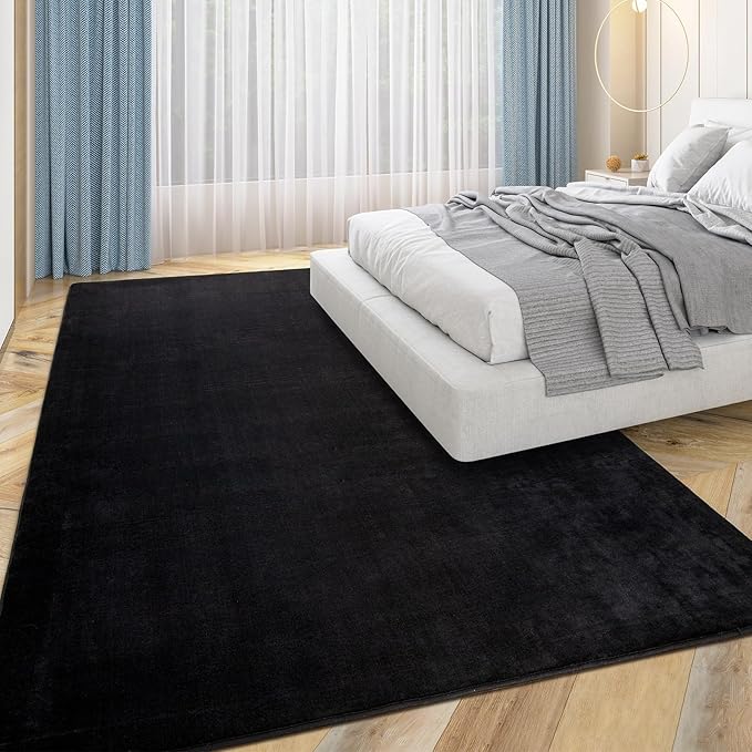Przemy Washable Black Rugs for Living Room Bedroom, 5x7 Feet Super Soft Memory Foam Rug Indoor Carpet for Kids Room Boys Girls Dorm Bedside Nursery Decor Mat