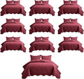IR Imperial Rooms 10 Pack Queen Quilt Bedding Set (90" x 96") - Bulk Wholesale for Hotels, Guest Bedroom & Airbnbs - Lightweight Microfiber Reversible Floral Embossed Quilts Bedspreads (Burgundy)
