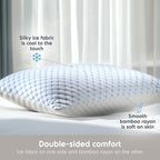 Nestl Cooling Memory Foam Pillow with Down Alternative Pillows Combo Set - Queen Size Set of 2, 1 Soft and 1 Firm, Adjustable for Side, Back, Stomach Sleepers, Breathable Washable Bed Cover, 20”x30”