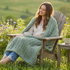 Amélie Home Chunky Knit Throw Blanket for Couch, Soft Chenille Handmade Crochet Throw Rope Knot Blanket for Children, 40"x50", Sage Green