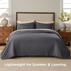 Bedsure King Quilt - Charcoal Bedspread King Size & Lightweight Comforter, Modern Coverlet with Clover Pattern, Ultra Soft All-Season Bedding, 106 x 96 Inches | Stitch-Free Quilting, Ultra Soft, Lightweight, Machine Washable, Pet-Friendly